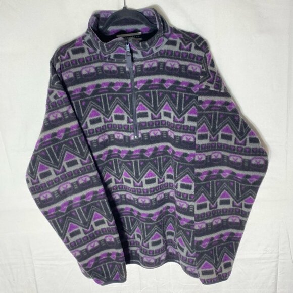 Vintage Rough Dress Purple Grey Geometric Print Half Zip Pullover Fleece XL - Picture 14 of 14